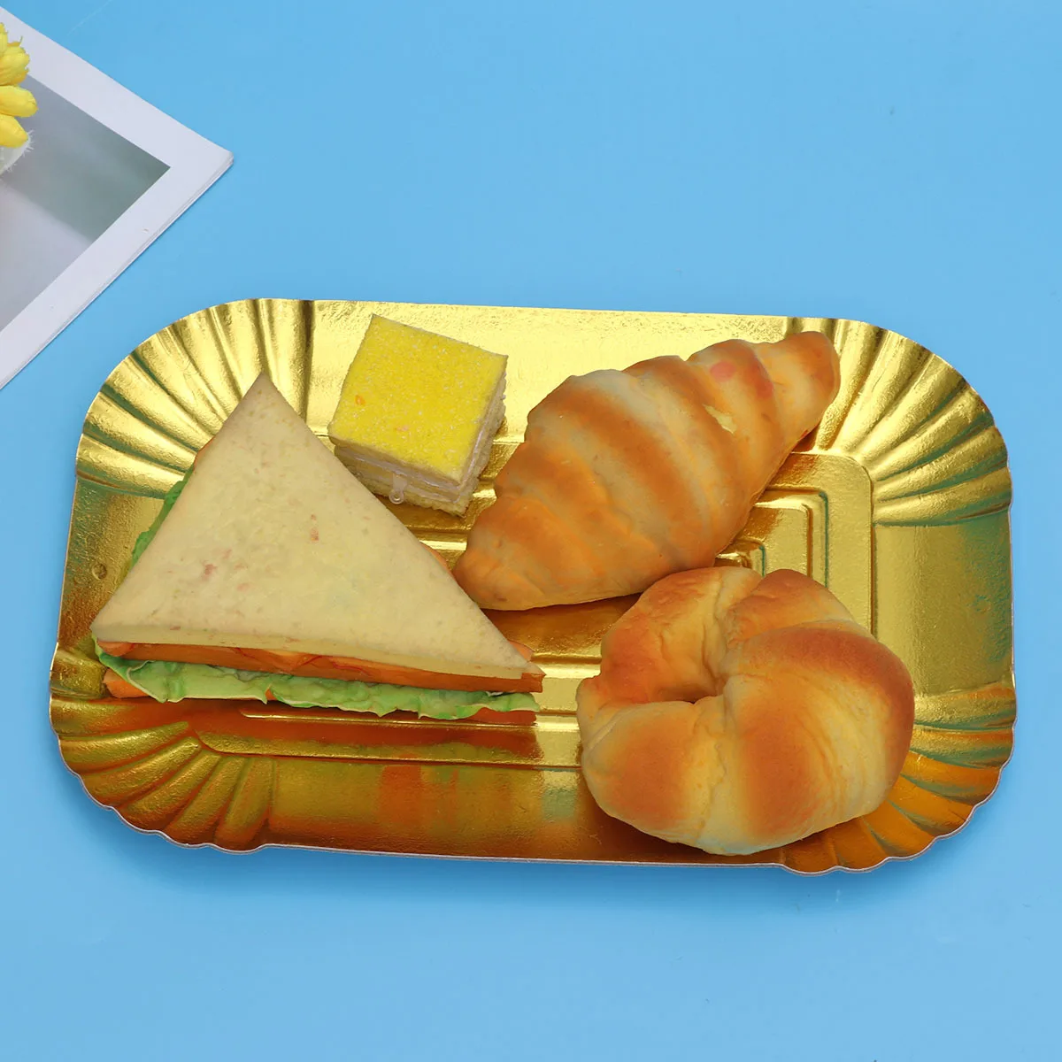

10Pcs Golden Aluminium Foil Disposable Paper Plates Food Tray Party Bbq Banquet Catering Plain Tableware Paper Tray