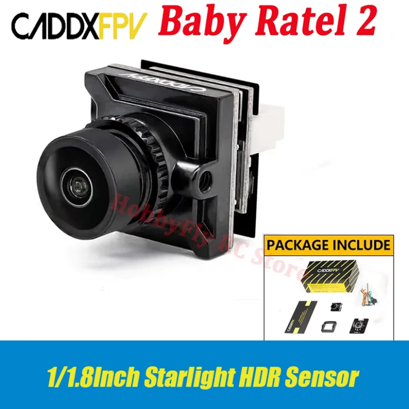 

Аналоговая камера Caddx Baby Ratel 2 FPV с датчиком 1/1.8 дюймов Starlight HDR 165 ° FOV 1200TVL низкая задержка дневного и ночного режима для радиоуправляемого дрона