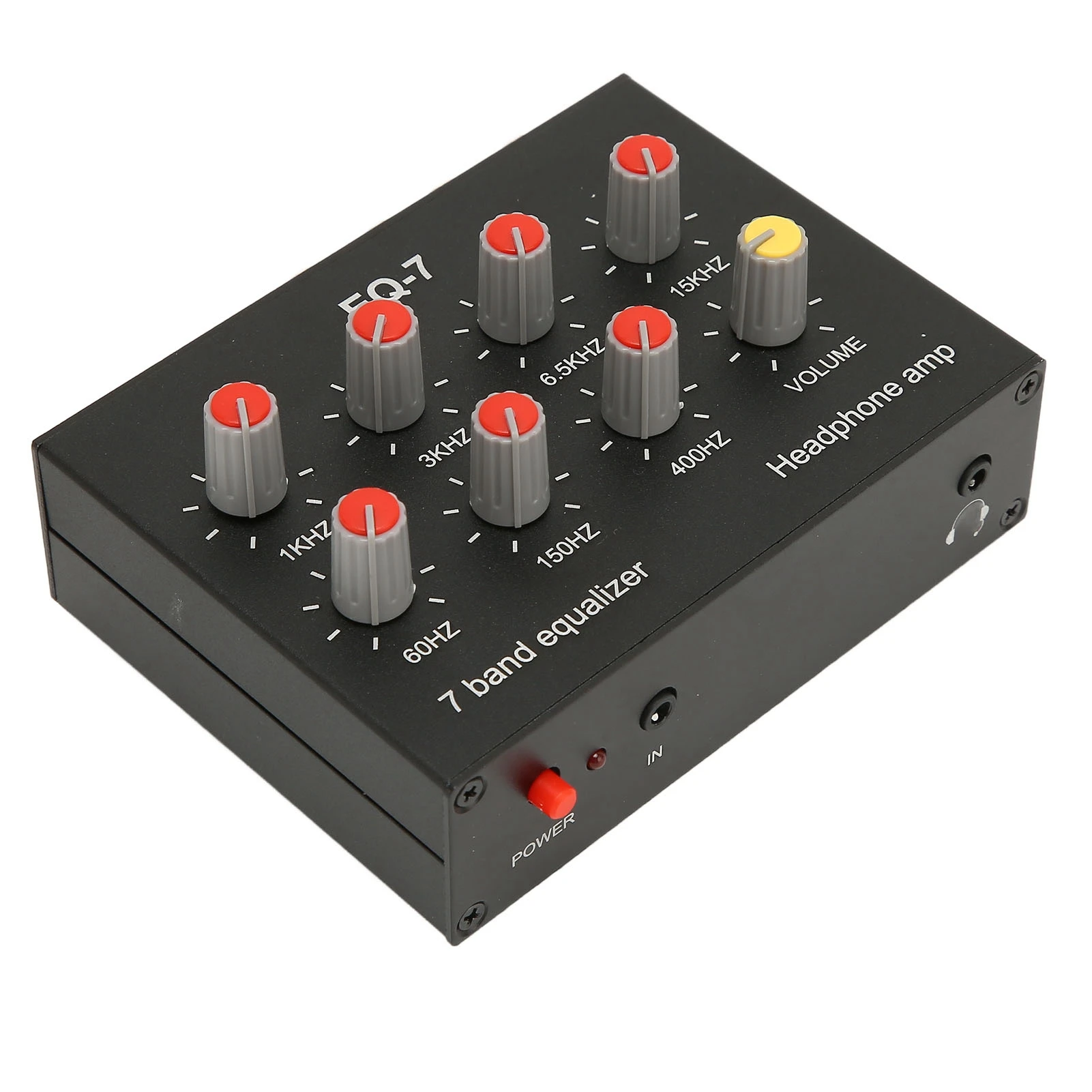 7 Band Sound Equalizer RCA Output Input 12dB High Bass Adjustment Dual Channel Digital Equalizer