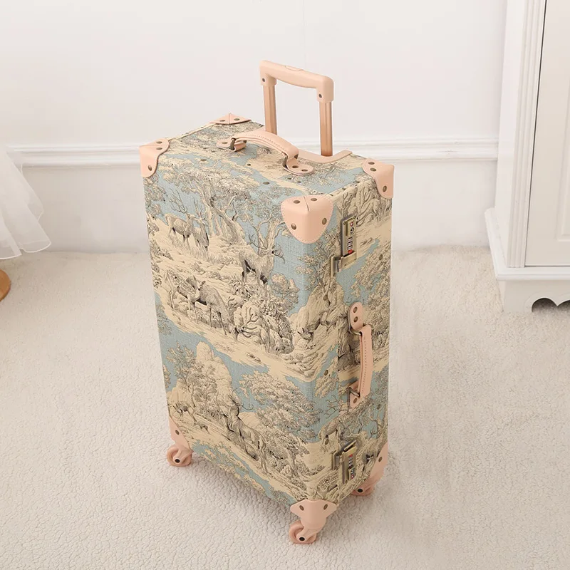 Vintage Suitcase High-Grade Spinner Wheels Luggage Boarding Trolley Case Leather Suitcase Set 20‘’24‘’26‘’ Inch