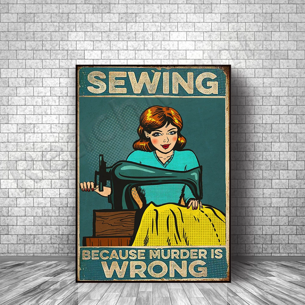 Tailor retro poster, Sewing Because Murder is Wrong Poster, Sewing Lover Poster, Sewer Gift, Wall Decor