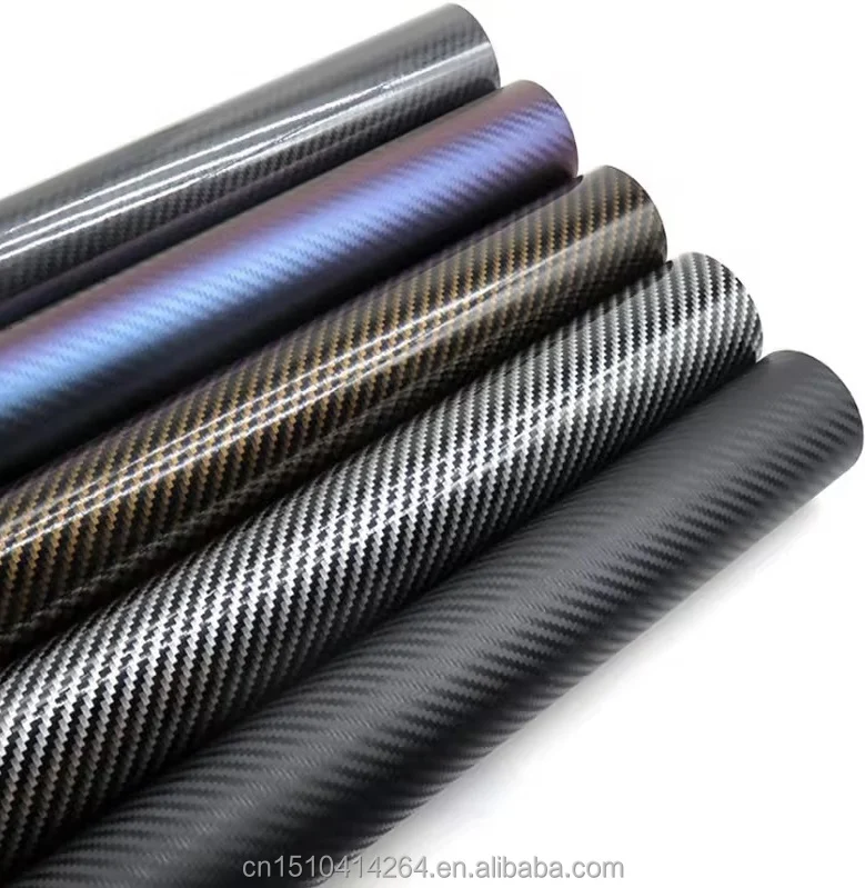 Glanzende 7D koolstofvezelfilm PET-ontgrendelingslijn Zwart goud koolstofvezel vinyl voor voertuigdecoratie Vinylfolie Koolstofvezel