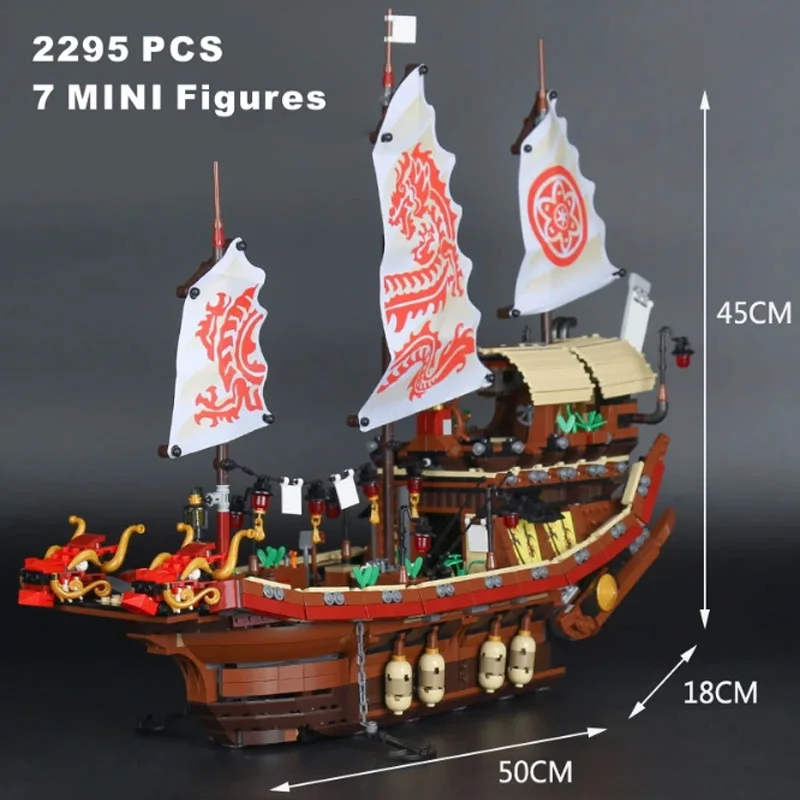 In Stock The Destiny Boat 2295PCS Flying Bounty Ship Building Blocks Bricks Kid Christmas Gifts Compatible 70618 06057 10210