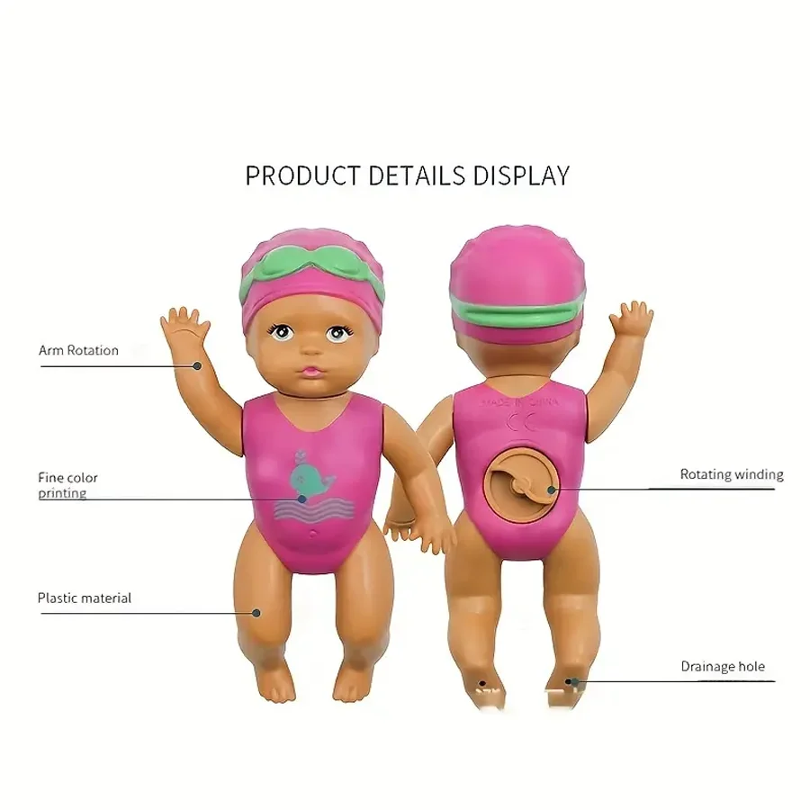 Fun swimming doll simulation wind-up doll model children's bathing and bathing bathroom toys