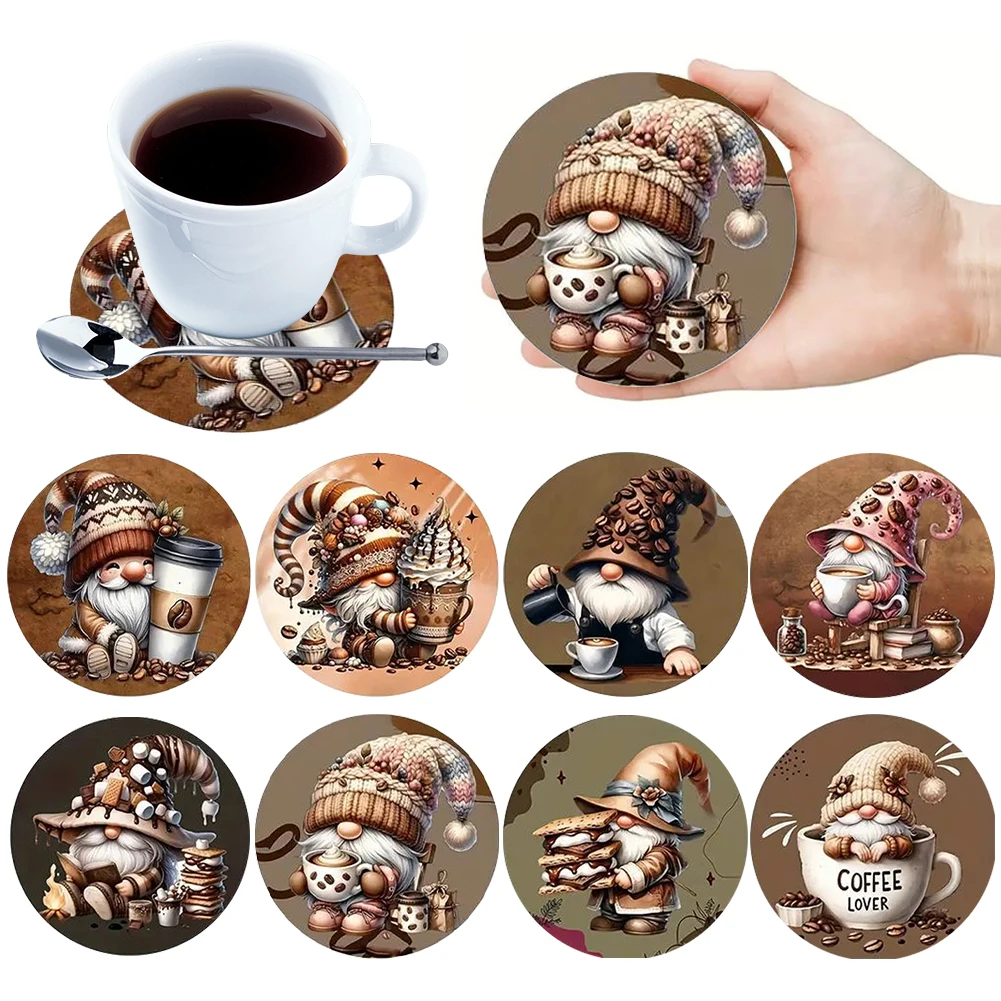 

8 шт., набор деревянных подставок для чашек кофейных зерен, нескользящие круглые подставки, декоративные коврики для чашек для начинающих и взрослых