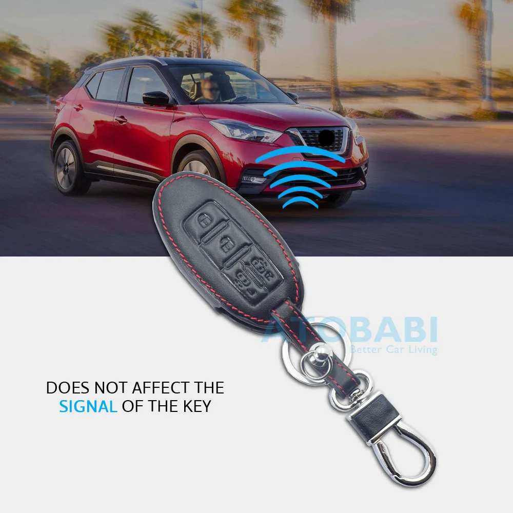 Real Leather Car Key Case For Nissan Quest MPV Elgrand NV200 Evalia Serena 5 Buttons Remote Fobs Skin Bag Keychain Keys Cover
