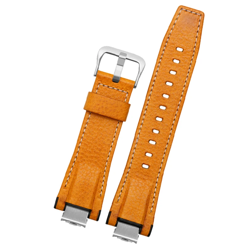 14mm Stainless Steel adapter Italian Genuine Leather Watchband For Casio G-Shock GST-B400 men cowhide Watch Strap nylon Bracelet