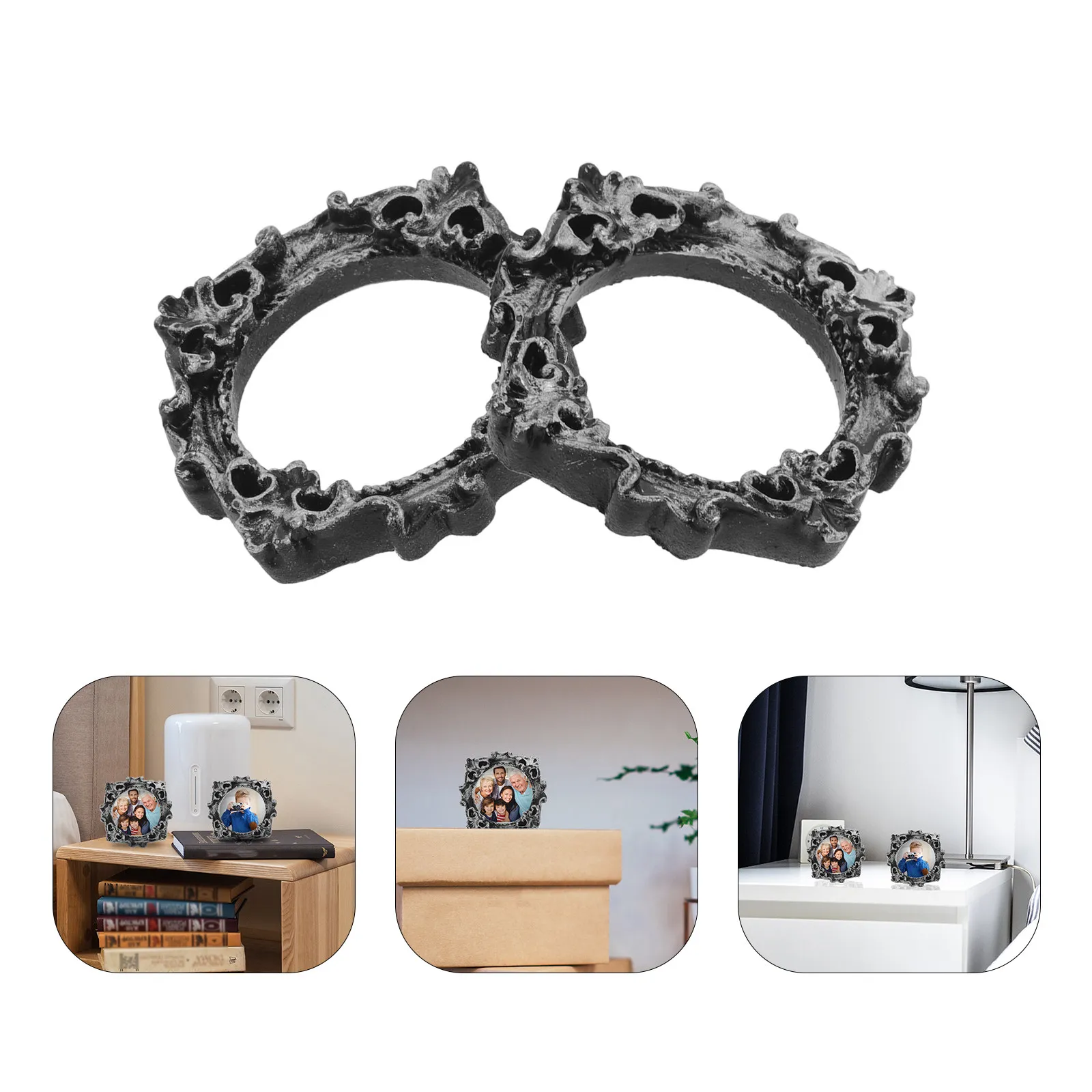 2Pcs Mini Vintage Frames Resin Cute Small Picture Frame Table Top Display for DIY Creative Photo Wall Desk Decor
