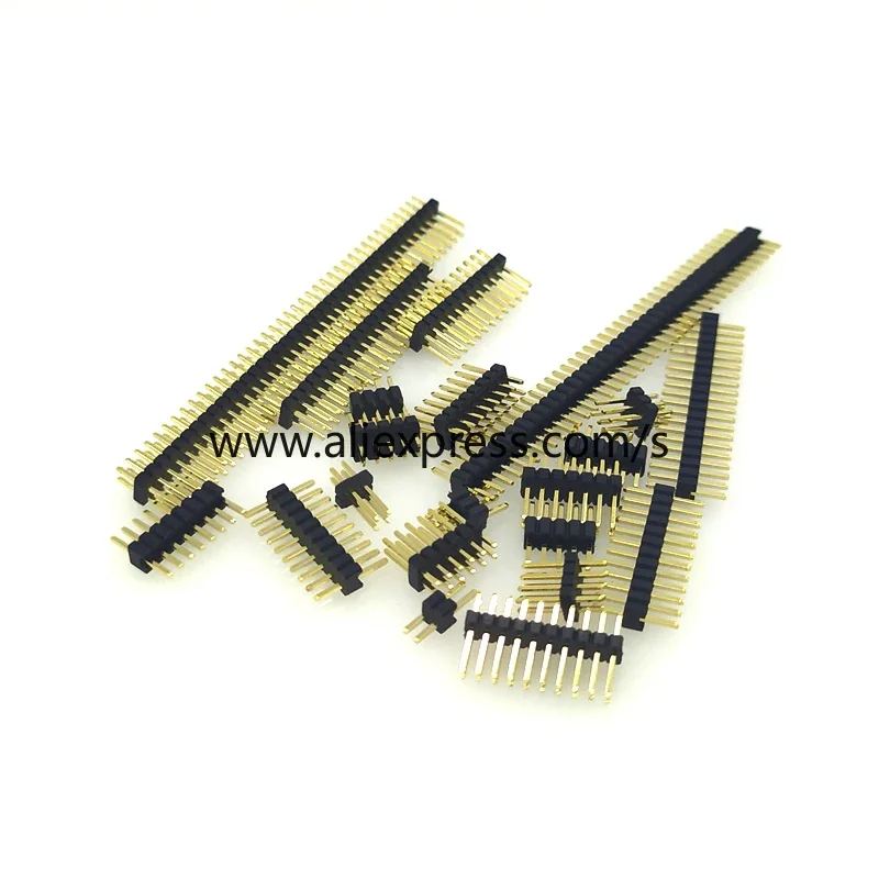 10PCS 1.0mm/1.27mm/2.0mm/2.54mm Pin Header Double Row Male 1/2~40P Breakaway PCB Board Connector Strip Pinheader 1*2/2P 4P 6-40p