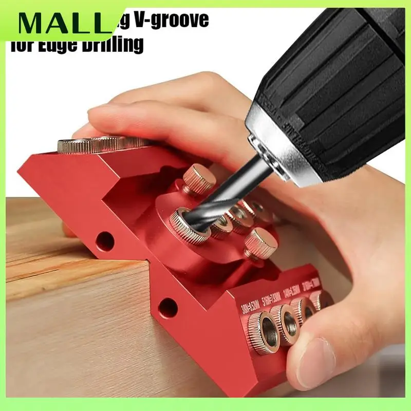 MALL 30 45 90 Degree Angle Drill Guide Jig Drill Block For Straight Angled Holes With Detachable Drill Positioning Bar Red
