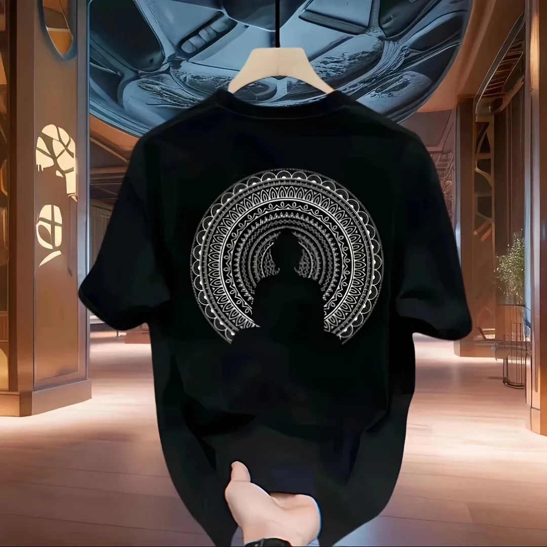 

Buddha Graphic Printing Summer Autumn Winter Pure Cotton Casual and Comfortable Men's and Women's T-shirts Short Sleeves Loose