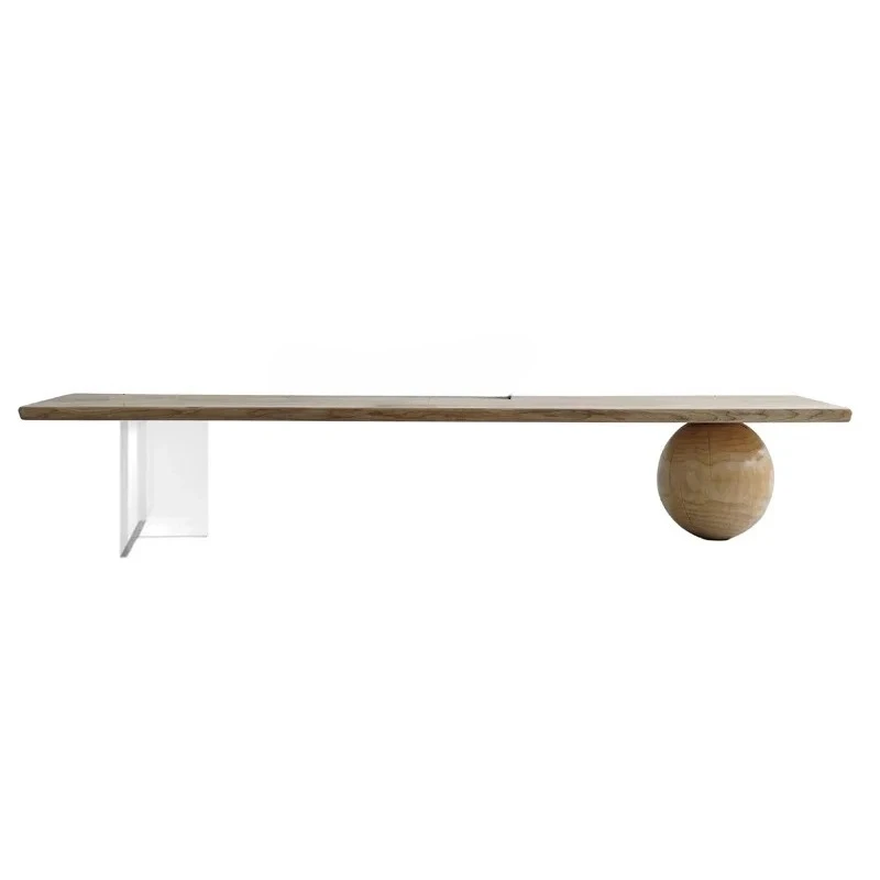 

Wabi sandy wind ash wood Japanese coffee table small household living room, solid wood long table simple tea table0294