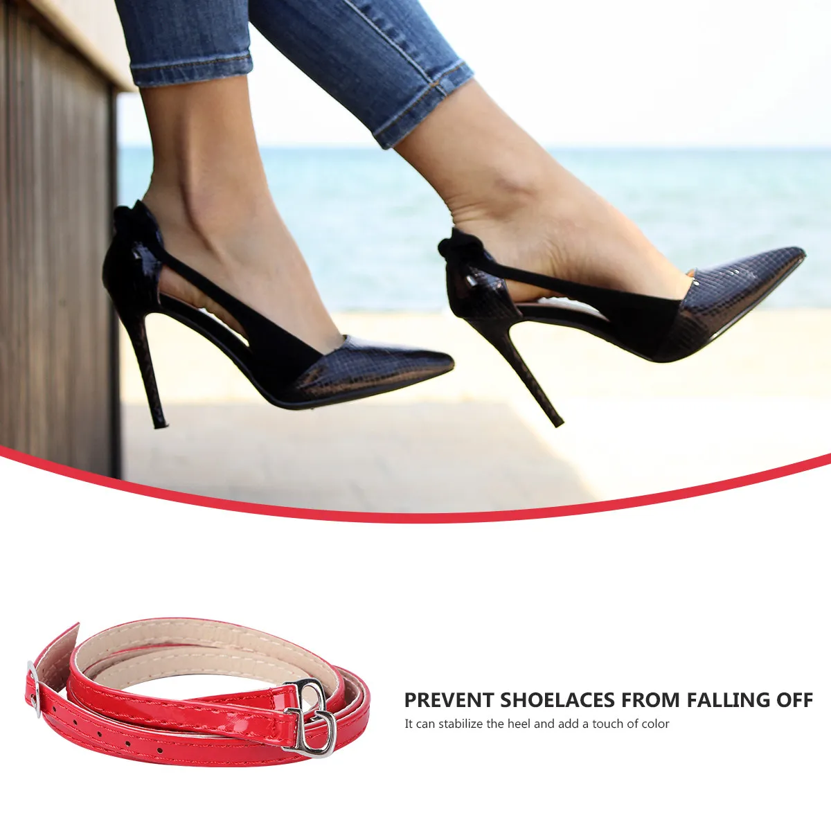 Picture 6: 1Pair PU Material Anti-Drop High Heel Shoelace Detachable Lightweight Cross Shoe Straps Non-Slip Ankle Straps High Heel Shoelace