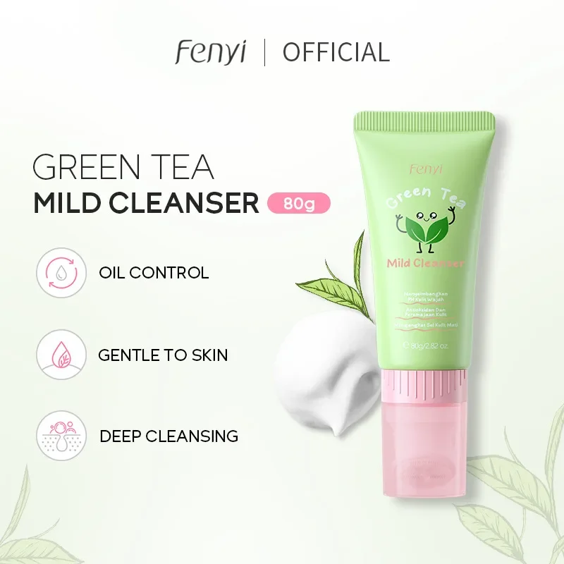 Green Tea Cleanser Rich Foam Deep Clean Remove Grease Improve Oily Face Wash Cream Gentle Moisturizing Cleanser 80g