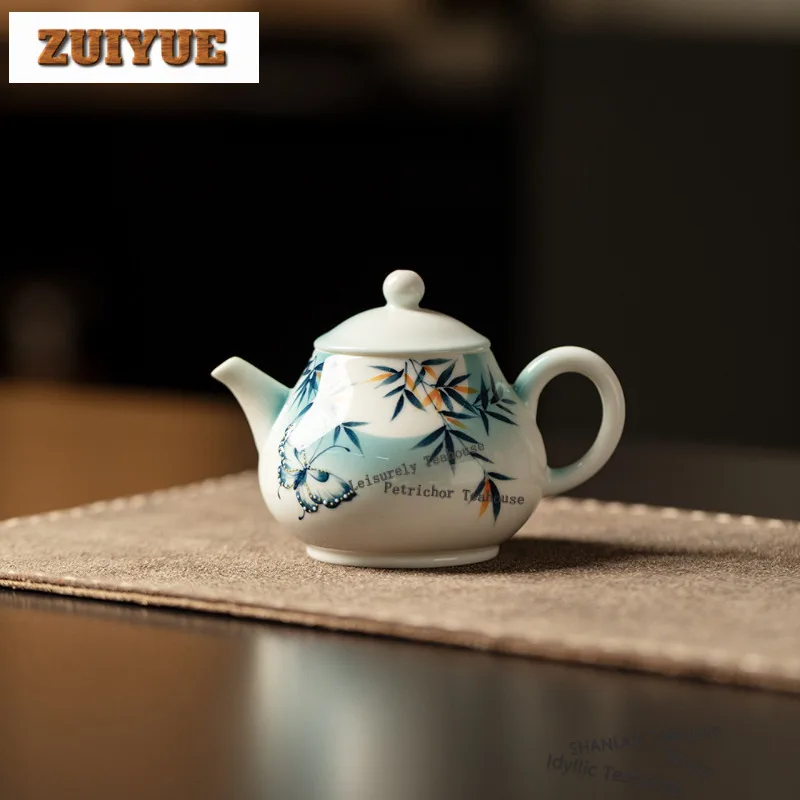 

130 мл ручная роспись бамбуковый чайник-бабочка бутик чайник для заварки чая чайник с фильтром белый чай для украшения чая