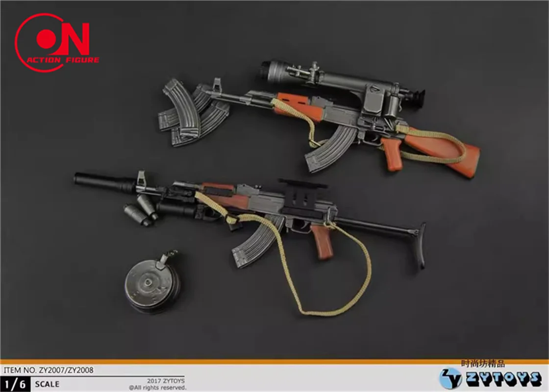 ZYTOYS ZY2007 ZY2008 1/6 AK47 AKS47 Rifle arma modelo arma de plástico accesorios de escena para figura de acción de soldado de 12"