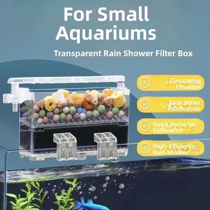 Filtro de acuario colgante en el tanque, caja de agua con filtro superior, caja de flujo de goteo montada en la pared para el hogar, circulador de tanque Fi