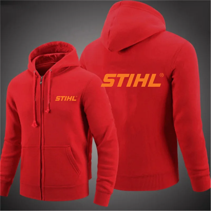 2024 Men's New Men Electric Tool T-Shirts Stihls Logo Print Hoodie Leisure Sweatshirts Zip Hooded Coats Zipper Jackets Top