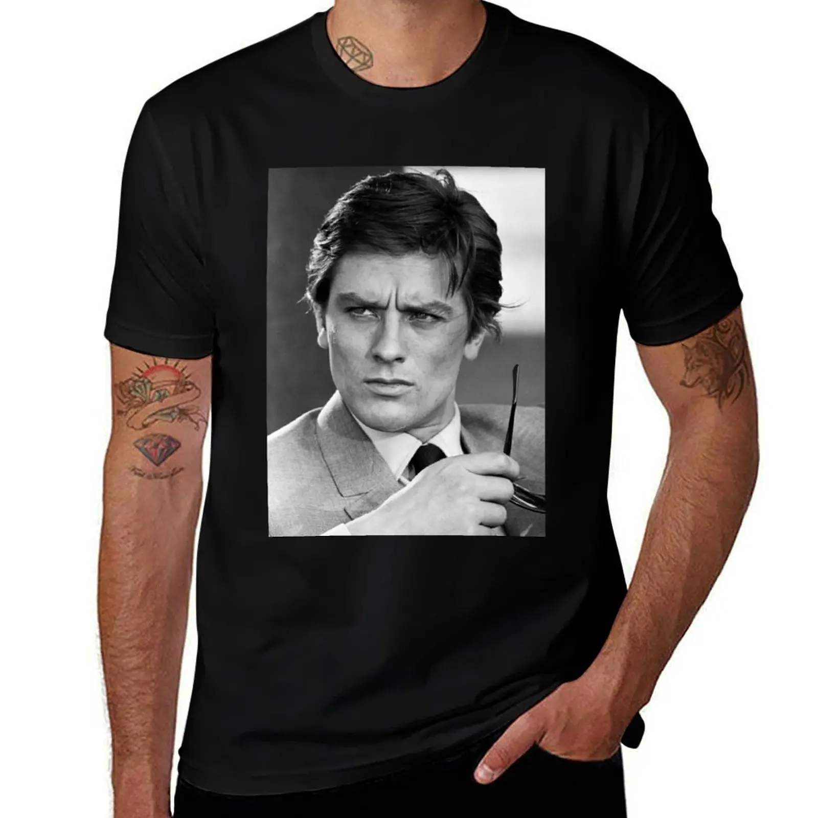 Alain Delon stare Classic T-Shirt Basic Simple Casual Short Sleeve Tee T-Shirt