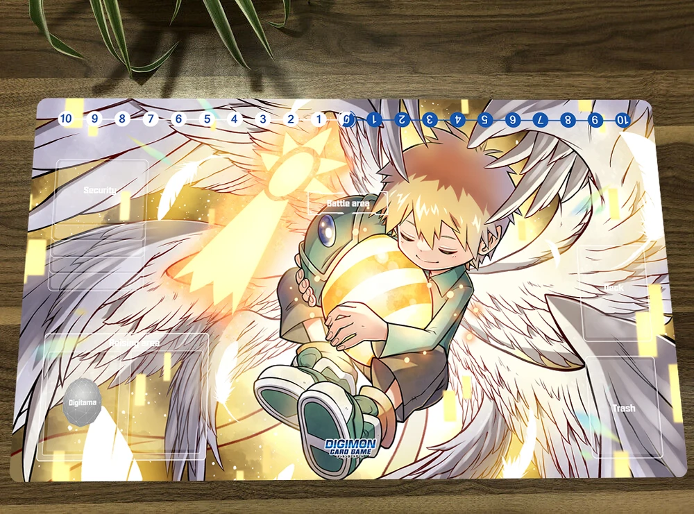 Digimon Duel Playmat T. K. Takaishi Trading Card Game Mat DTCG CCG Mat Rubber Mouse Pad Desk Pad TCG Gaming Play Mat Free Bag