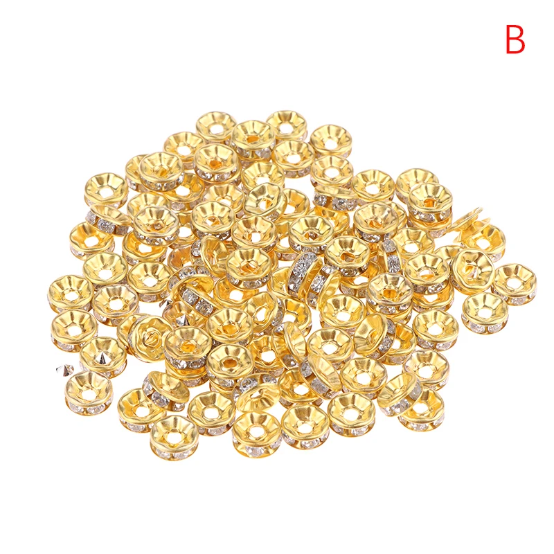 100 Stück 5/7/10 mm Rondellscheibe 316 Edelstahl Kristall Spacer Perlen mit Strass für Schmuckherstellung DIY Armband