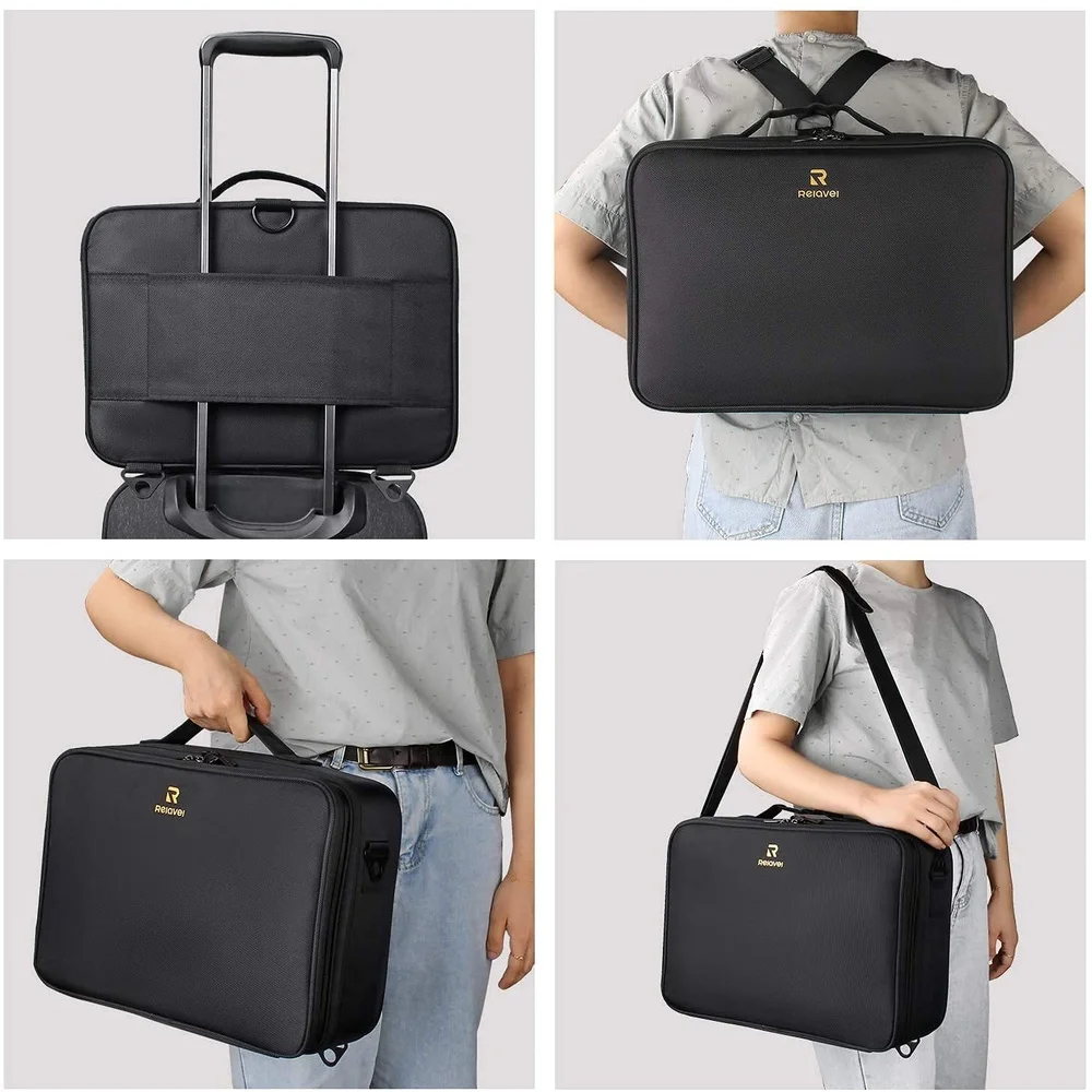 Large Capacity Makeup Case 3 Layers Cosmetic Organizer Train Case with 4 Small Bags Professional Makeup Artist Travel Storage