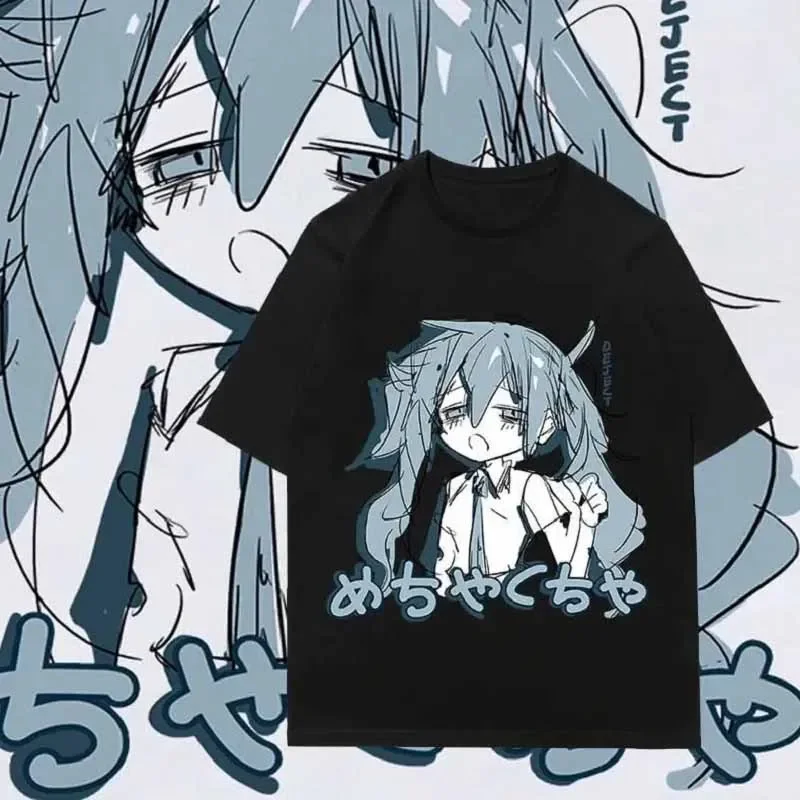 Japoński Y2K Anime koszulka damska bawełniana luźna odzież uliczna koszulki w stylu casual duży rozmiar z krótkim rękawem hip-hopowe topy w stylu Harajuku odzież damska