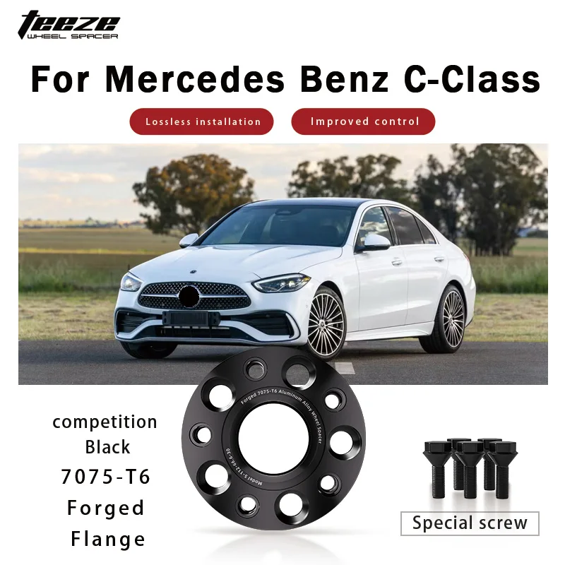 

Teeze 2pcs 5x112 66.6 M14x1.5 Hub Centric Black Forged wheel spacer For Mercedes Benz 2007-2024/C-Class 15/20/25/30/35mm