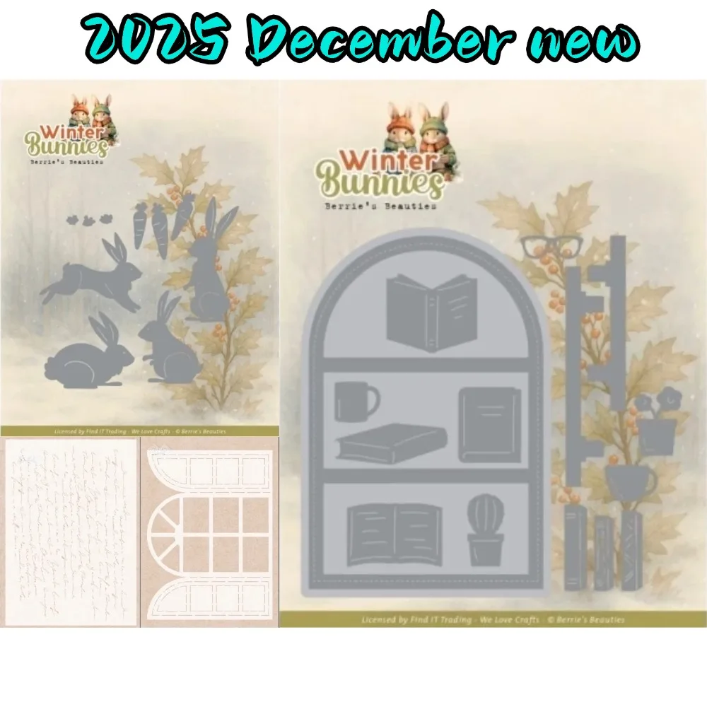 

Bookshelf Bunny Metal Cutting Dies Scrapbook Diary Decoration Stencil Embossing Template DIY Greeting Card Handmade 2025 New