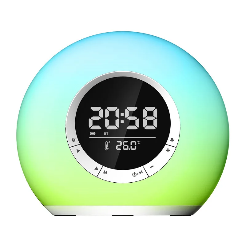 P13 Bluetooth 5.3 Speaker with LED Digital Alarm Clock Music Player Wireless Ball Shape Clock Speaker Mini BT FM radio Speaker