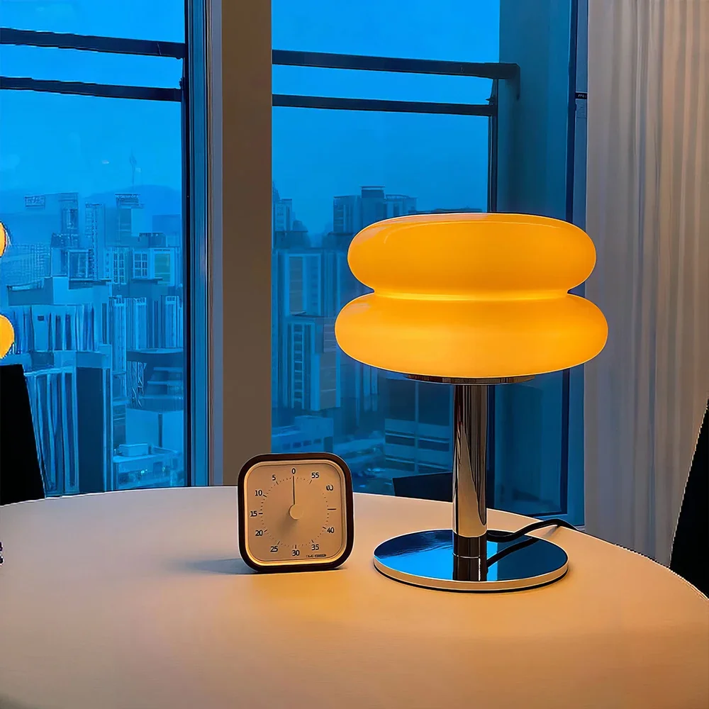 

Macaron Glass Table Lamp Trichromatic Dimming Living Room Atmosphere Lamps Eye Protection Night Light Girl Bedroom Bedside Decor
