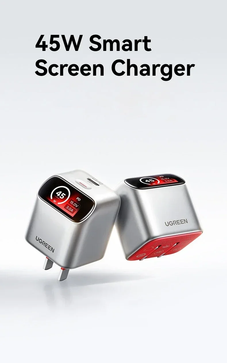 UGREEN X740 45W GaN Charger Smart Display USB-C Fast Charger