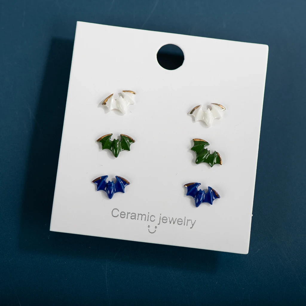 Bat Abstraction Fine Ceramic Stud Earrings  Anti allergic Needle  Plated Porcelain Wholesale Gift Accessories #XN567