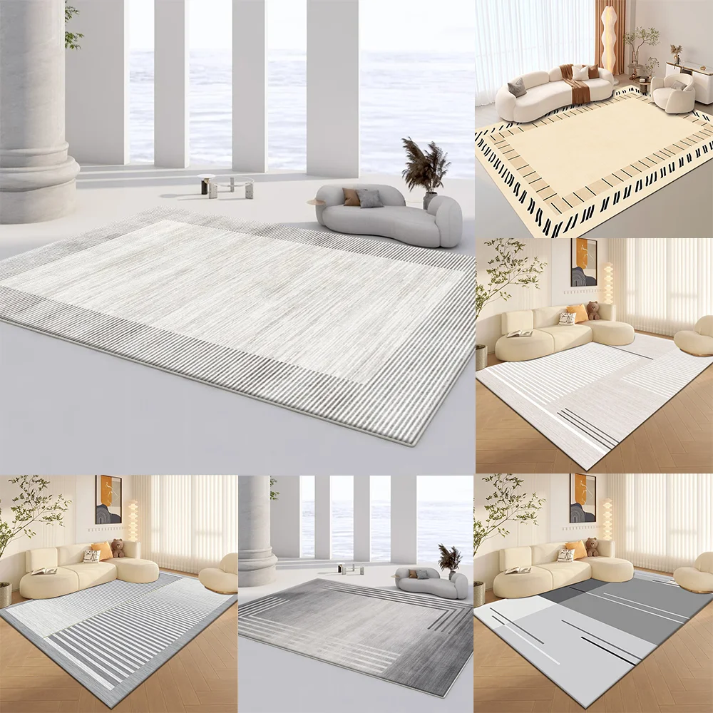 Moderner, einfacher Wohnzimmer-Dekorationsteppich, großer Bereich, weicher Lounge-Teppich, graue nordische Teppiche für Schlafzimmer, waschbare, rutschfeste Bodenmatte