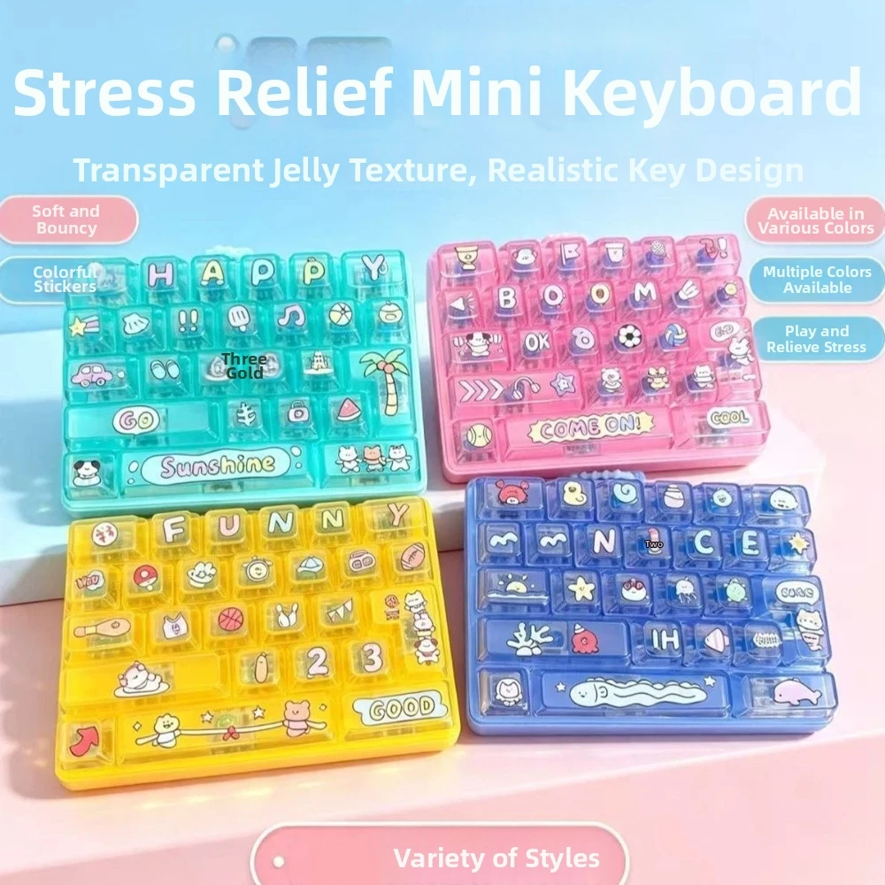 Smooth Pressing Touch 26-Key Keyboard Pendant Portable Mini Keyboard Keycap Clicker Multicolored Decompression Office Workers