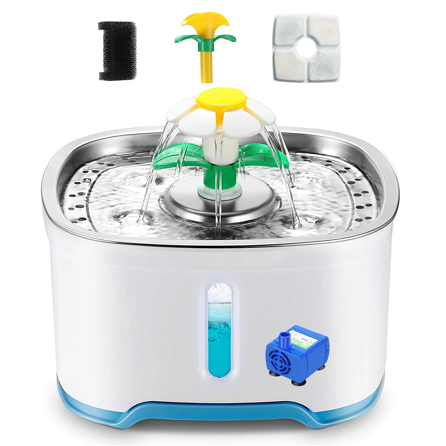 

2.4L Pet Cat Drinking Water Fountain with LED Lights Motion Sensor Dogs Dispenser Automatic Feeder Container(USB Interface)