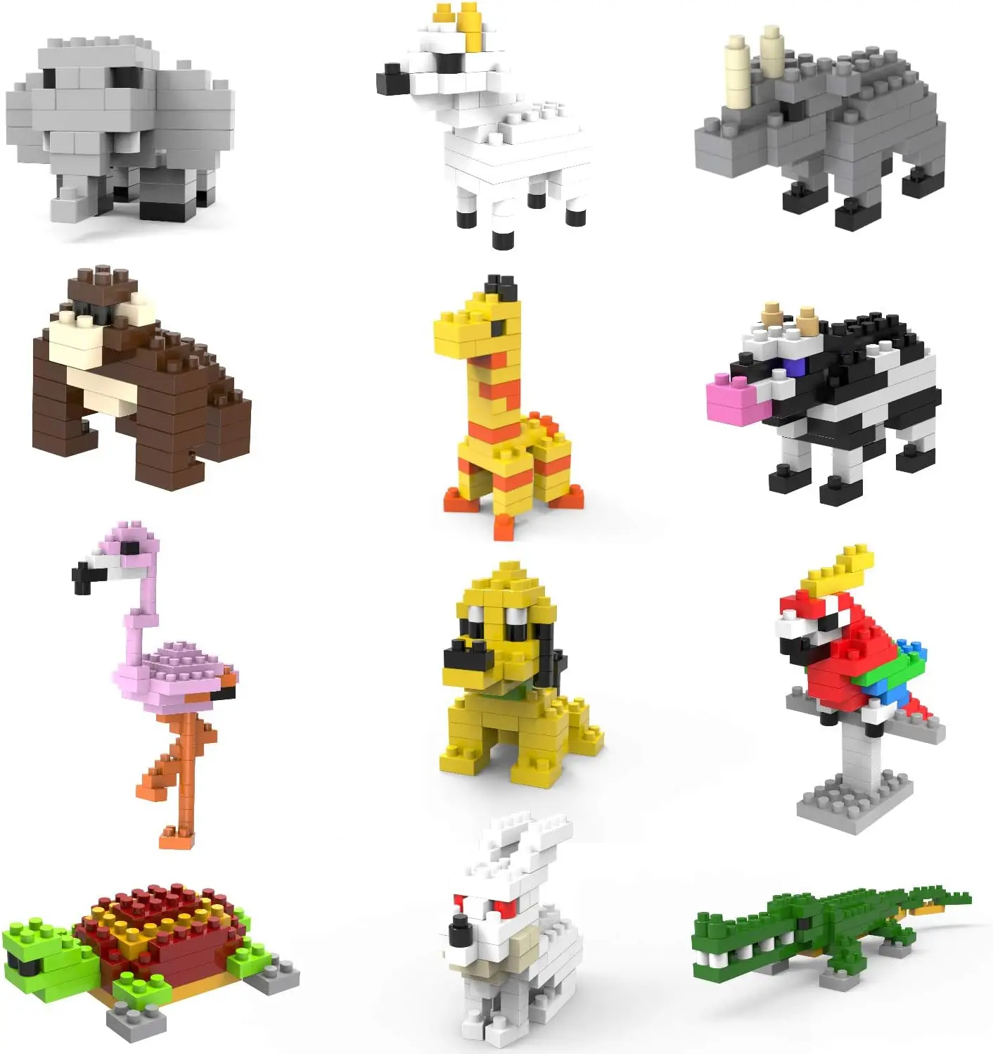 

Mini Building Blocks Animals,Party Favors for Kids,12 in 1 Stem Toys Building Sets, Assorted Mini Animals Building Blocks Sets f