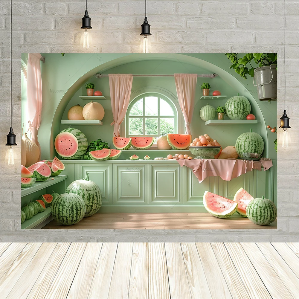 Summer Watermelon Theme Newborn Baby Shower Birthday Party Backdrops for Photography Photo Photographic Backgrounds Studio Shoot