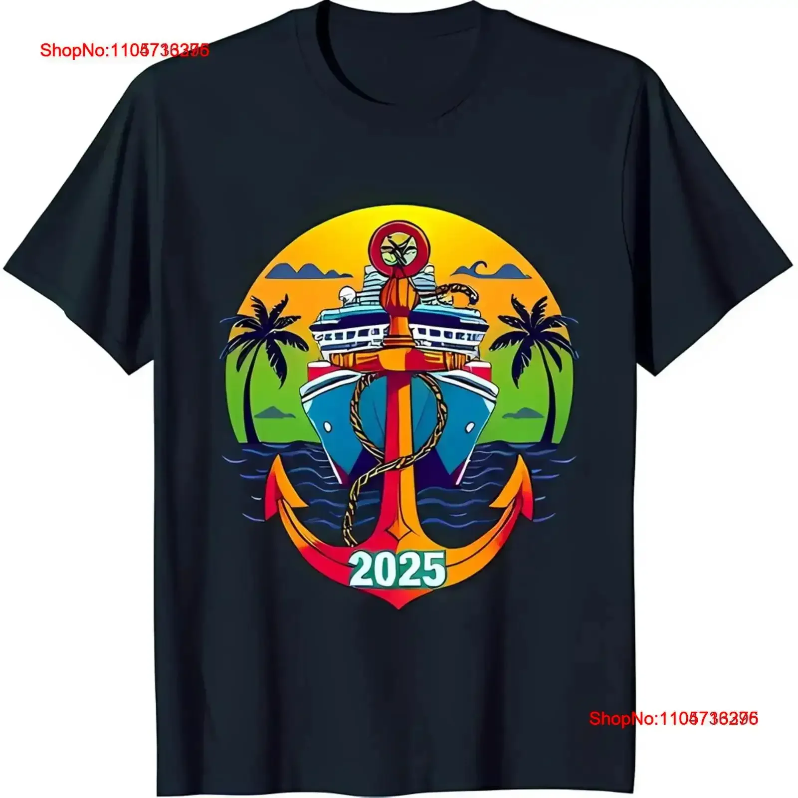 Vibrant Black T Shirt with Cruise Ship Island 2025 vintage Washed Top For Everyday Wear Soft Stretched Stylish fashion vintage