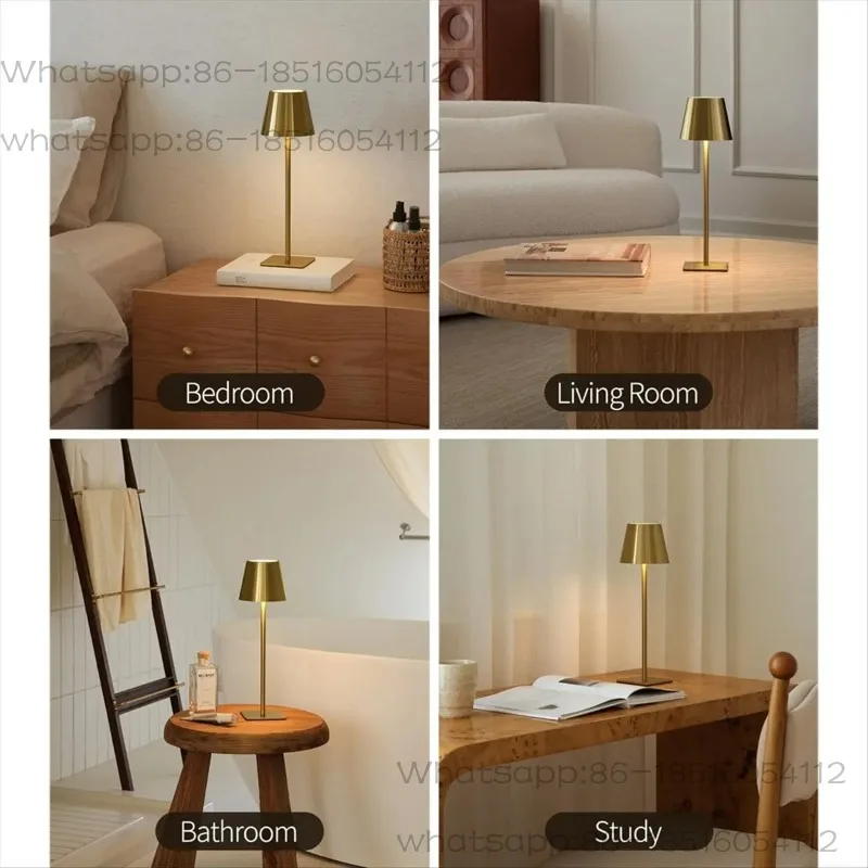Cordless Table Lamp, Battery Operated Lamp - Portable Waterproof Table Lamp for Dinner, Desk, Cafe,Outdoor (Gold)