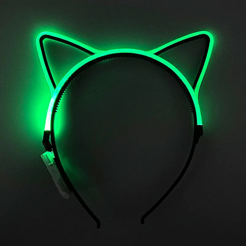 Led Cat Ear Headband Colorful Light Up Luminous Glow Dark Cosplay Costume Props Party Supplies Night Club Rave Hair Accessories