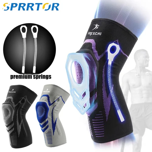 Rodillera, soporte de manga de compresión de rodilla con almohadilla de Gel rótula y estabilizadores de resorte lateral, Protector de rodilla para correr, artritis