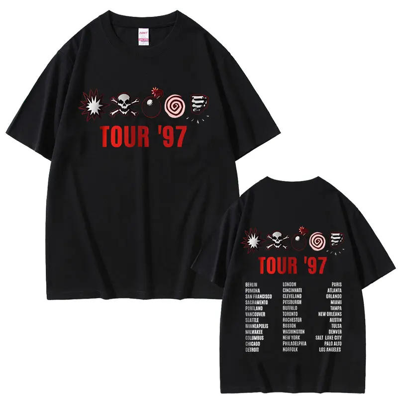 

Rock Band Kmfdm Tour 97 Double Sided Printed Tshirt Male Fashion Oversized T-shirt Men Women's Vintage Gothic Punk Streetwear