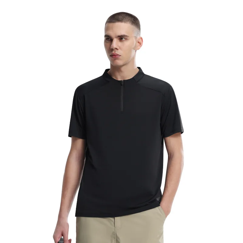 Men's Golf Training T-Shirt Half Zip Quick Dry Stretch Running Fitness Top
