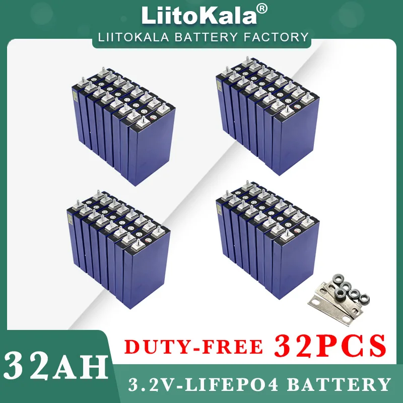 

32x LiitoKala 3.2V 32AH 5C LiFePo4 Battery Lithium for diy 12V E-bike Scooter Wheel Chair RV Car Golf Carts Batteries Tax Free