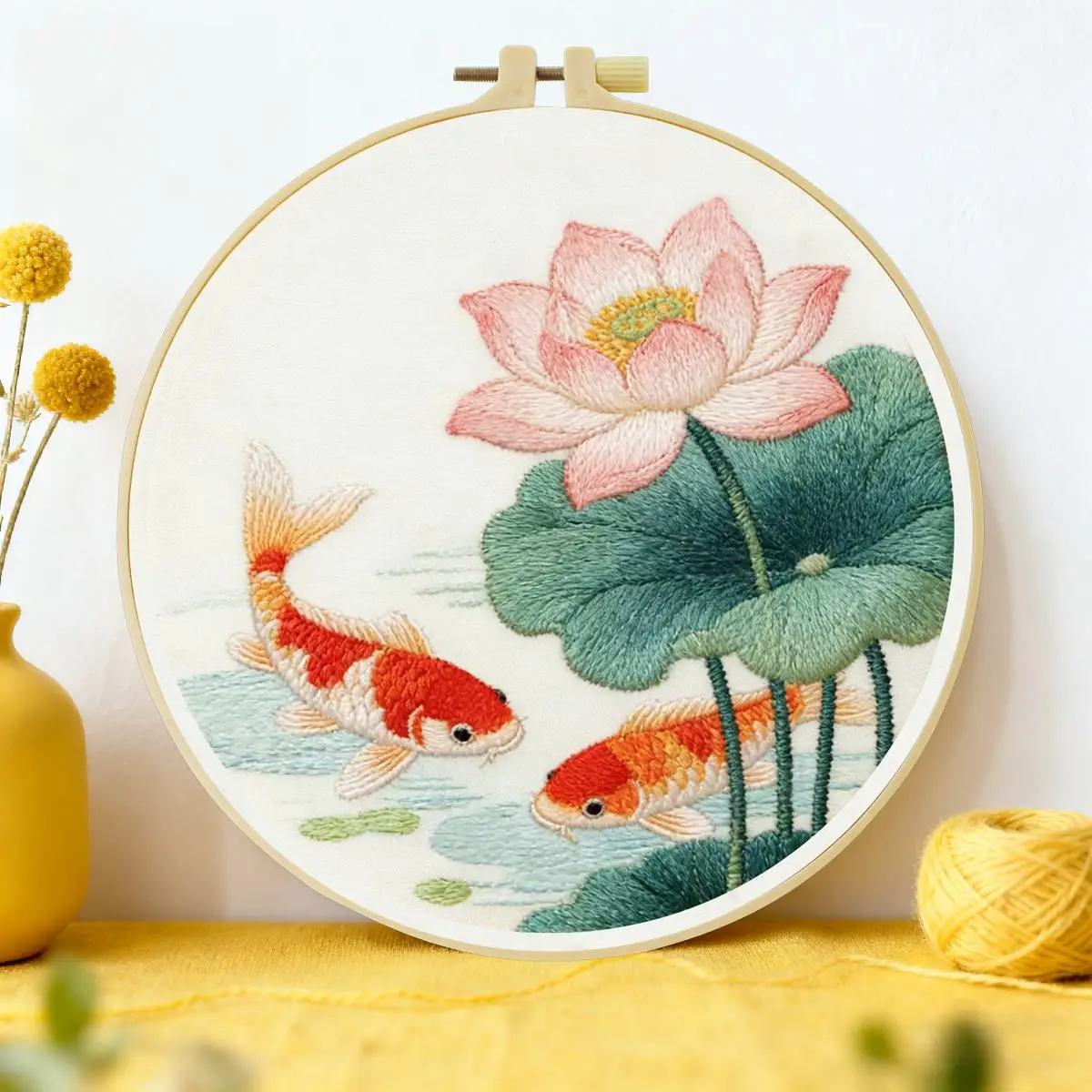 1 pièce 20x20CM/15x15CM 7.87/6.3 pouces Kit de broderie DIY Poisson Rouge, Kit de démarrage, Artisanat, Peinture