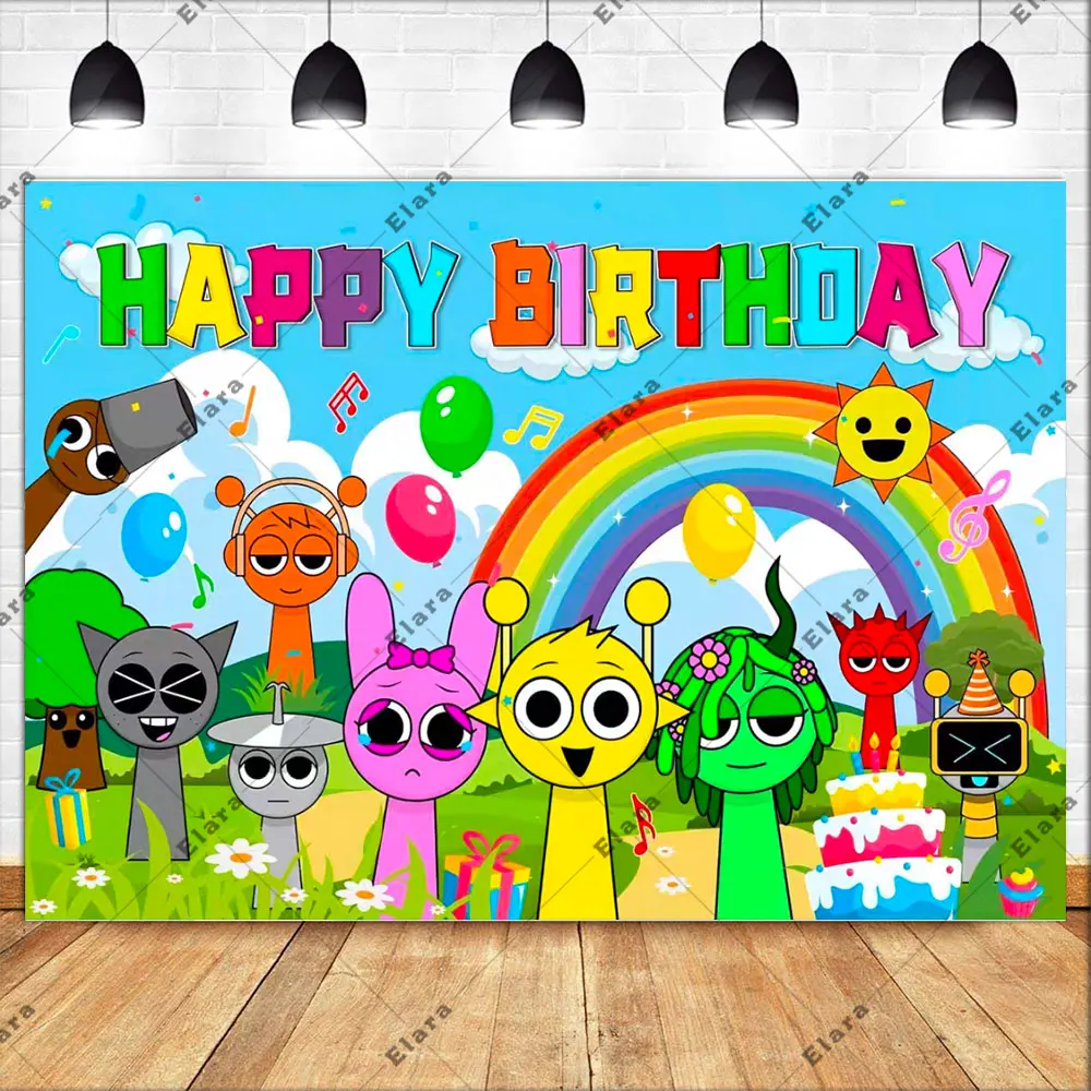Cartoon Hot Game Incredibox-Sprunki Children's Birthday Party Decor Baby Shower Background Banner Photo Shoot Props Kids Gifts