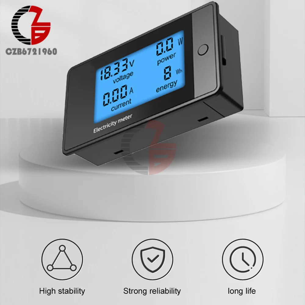 Imagem -03 - Lcd dc Digital Power Meter Monitor de Tensão Voltímetro Amperímetro Power Tester Carro 8v100v 20a 50a 100a 200a em 1