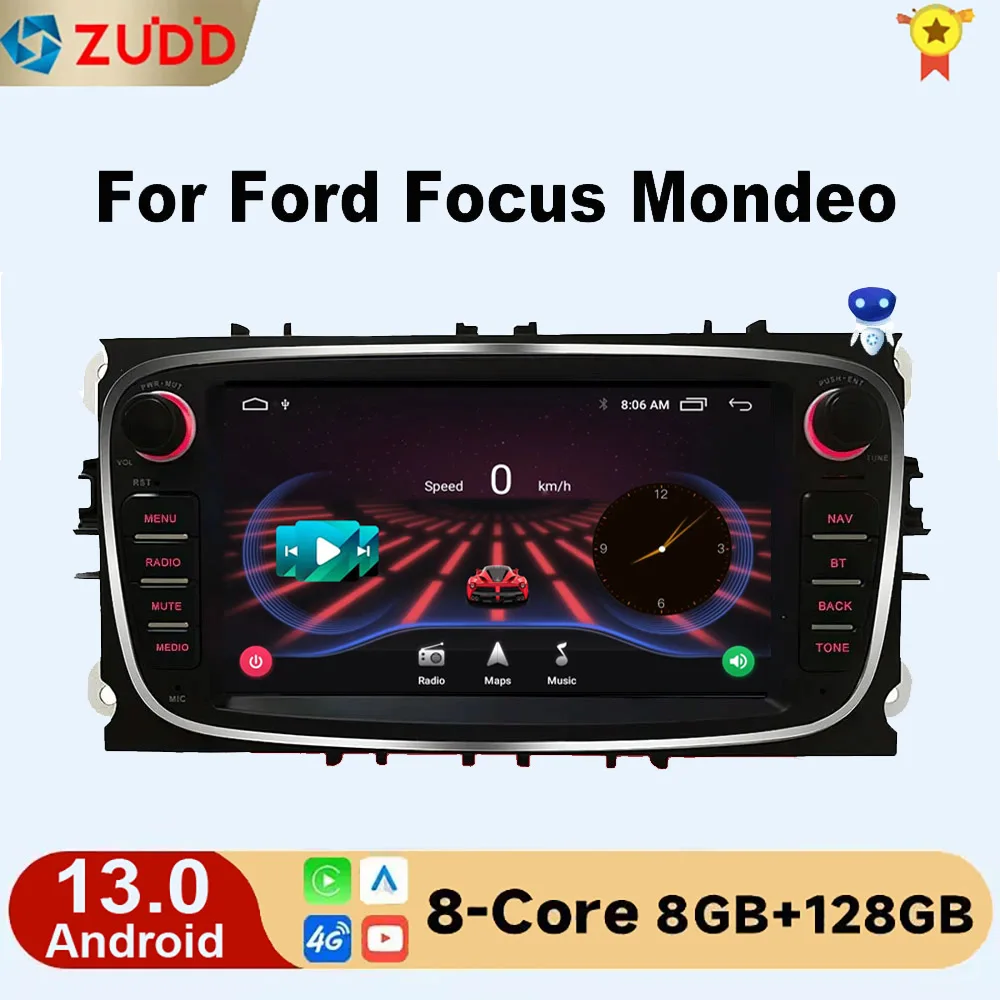 

2 din Auto Radio RDS dvd Android 13 4G LTE Car multimedia Video Player For Ford Focus Mondeo C-MAX S-MAX Galaxy II Kuga