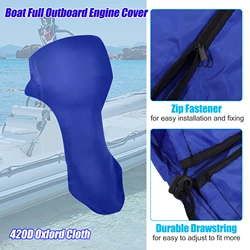 X Autohaux 420D Oxford Cloth Boat Motor Full Outboard Engine Cover Heavy Duty Engine Motor Covers Protector Fit up 175-225HP